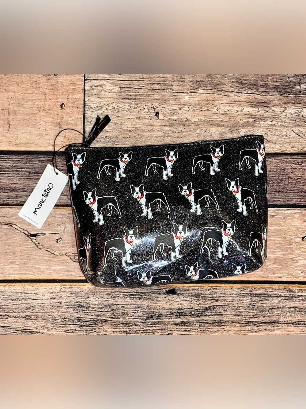 Marc Tetro all-over Boston Terrier print Cosmetic Bag NWT